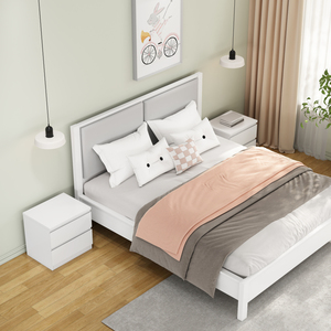 White Nightstand 19.7 Inch 2 <b>Drawers</b> Handle Free Design Thickened Top Plate <b>Small</b> Side Table - Product Image 4