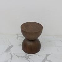 Table basse convertible moderne en bois de frêne massif teinté noyer pour salon
