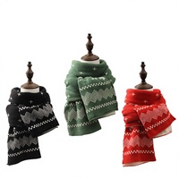 Écharpe tricotée de Noël pour femme, cadeau d'hiver, polyvalente, mignonne, coupe-vent, chaude, épaisse, rouge, en polyester et coton, longue