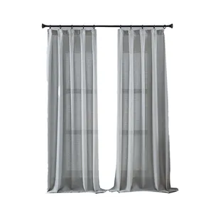 卧室客厅用柔软轻质亚麻纹理透明窗帘 -- 时尚的窗户，触感舒适。