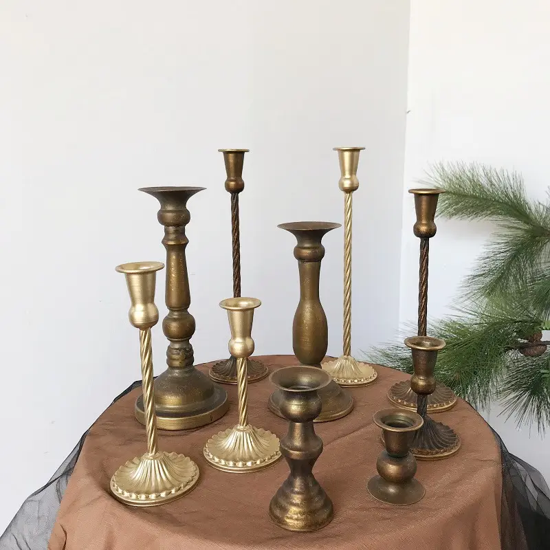 Mesa grande moderna de lujo Vintage latón dorado boda centro de mesa candelabro durante las luces a granel 68 Cm