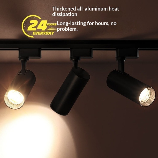 High Quality 30W40W Commercial Track Light 360 Adjustable Ceiling Cob Rail Spotlight 100V/220V 3 Wires LED Lamp Quality Supplier