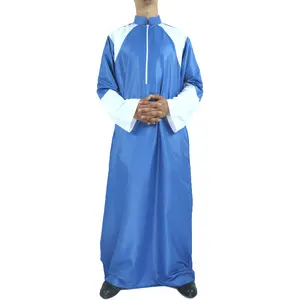 Saudi Arabia Pantene 2023 New Premium Qatar Style Shiny Standing Collar Men's Long Sleeve Robe Wholesale Muslim Clothing