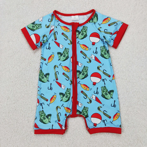 Vêtements pour tout-petits Longlv Boutique, ensemble de vêtements d'été pour bébé fille et garçon, imprimé poisson, spandex/coton, manches courtes - Product Image 6