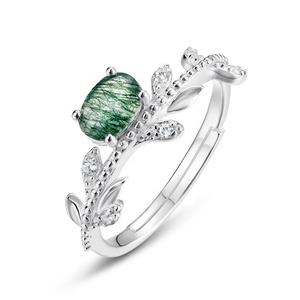 RG021728 anillo de ágata de musgo Natural 925 plata esterlina verde musgo ágata promesa Anillo Compromiso boda joyería regalo para mujeres - Product Image 5