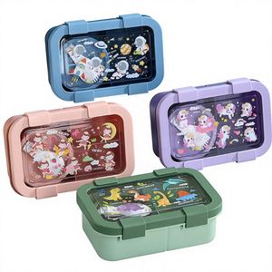 Lonchera Infantil de 1000 ml, Apta para Microondas, a Prueba de Fugas, Diseño de Dibujos Animados, para Estudiantes y Trabajadores de Oficina, Lonchera Bento de Doble Capa - Product Image 2