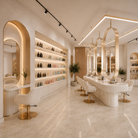 Ensemble de meubles de salon de coiffure sur mesure, comptoir de réception, poste de coiffage, vitrine pour salon
