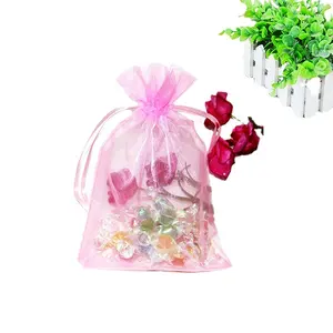 Beautiful Colorful Organza Drawstring Bag Custom Size And Logo Reusable Organza Bag For Wedding Candy/Gift/Clothing/Jewelry