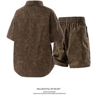 Ensemble deux pièces d'été tendance décontracté sportif grande taille pour hommes chemise à manches courtes tie-dye short rayé imprimé brodé