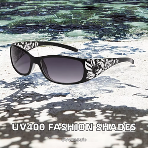 แว่นกันแดดแฟชั่นยุโรปอเมริกันขายดี รุ่น Unisex UV400 กรอบเต็ม ป้องกันรังสียูวีเต็มรูปแบบ ดีไซน์เลเซอร์เพชร ใส/ขาว PC - Product Image 5