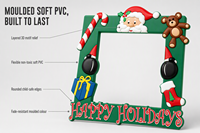Großhandel Maßgefertigter Umweltfreundlicher Langlebiger Weicher PVC-Weihnachtsfotorahmen OEM 3D Geprägter Gummi-Cartoon-Bilderrahmen für