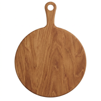 Planche à découper ronde moderne en bois avec poignée, finition naturelle, bois d'acacia, bloc de découpe pour la cuisine