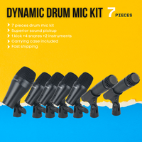 Kit de 7 Microphones Dynamiques Filaire Professionnel Anti-Bruit Conception Légère pour Performance en Direct
