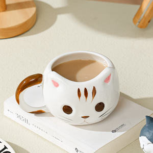 Tasse en porcelaine écologique de 430 ml avec motif de chat de dessin animé, mignonne tasse à eau pour la maison, mug à lait pour le petit-déjeuner, motif dessiné à la main, vente en gros - Product Image 3