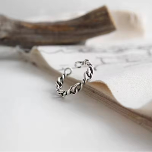Đồ trang sức cổ điển bán buôn 925 Sterling bạc có thể điều chỉnh Doanh ngón tay mở Twist rope vòng - Product Image 4