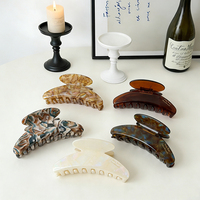 Pince à cheveux demi-lune en acétate français, texture rétro élégante, dégradé, 11 cm, pince à cheveux requin, accessoires de cheveux de haute qualité, tempérament