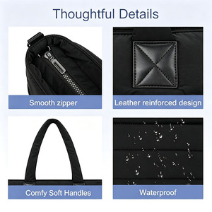 Nieuwe Puffy Tote Bags voor dames, grote capaciteit, lichtgewicht, gewatteerde polyester schoudertassen, casual crossbody shopper tas - Product Image 2