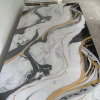 Panneau de marbre panneau mural en pierre PVC plaque UV pour chambre salle de bain salon hôtel rayures commerciales étanche ignifuge