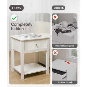 Aylenic Night Stand White Wood Modern Farmhouse Gun Safe Drawer <b>Storage</b> Bedroom <b>Side</b> <b>Table</b> - Product Image 5
