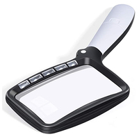 Portable Small HD LED Light 3X Rectangular Foldable Handheld Magnifying Glass Magnifier for Inspection Jewelry Reading Reader