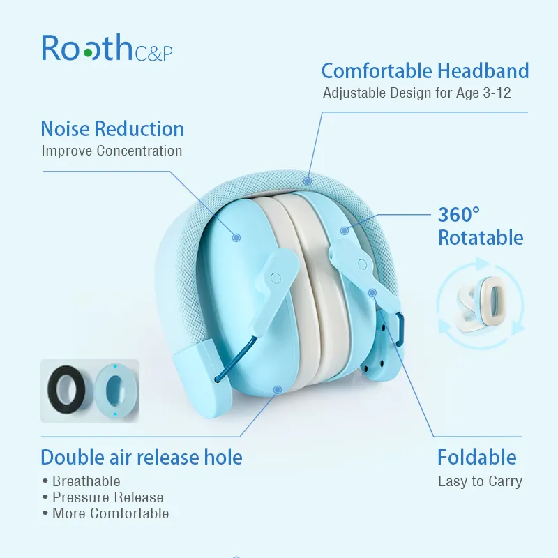 Auriculares niños a prueba de ruido orejeras ajustables portátiles para viajes de estudio