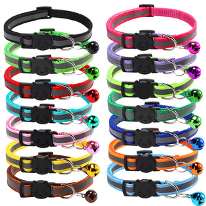 Collares reflectantes para gatos con campana, diseño de dibujos animados con rayas ajustables para mascotas pequeñas y medianas - Product Image 1