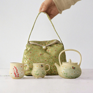 Set da Tè Kung Fu in Ceramica Porcellana Dipinto a Mano Moderno ed Ecologico con Colori Sottosmalto e Pittura a Olio Motivo <span class=keywords><strong>Margherita</strong></span> Una Teiera Due Tazze Portatile - Product Image 3