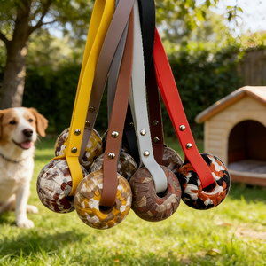 Palla Cava in EVA Ecologica da 7cm/9cm con Corda in PVC, Giocattolo da Masticare alla Moda per Cani, per la Pulizia dei Denti e Contro la Noia - Product Image 3