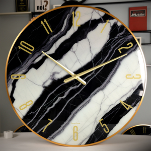Reloj de Pared de Vidrio con Arte Fluido Moderno, Azul, Naranja y Dorado, para Sala de Estar, Dormitorio, Estudio, Decoración del Hogar, Regalo, Silencioso, Popular, Sin Marco - Product Image 6