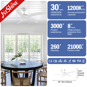 Ventilador de Techo 1stshine de 52 Pulgadas con 5 Aspas de MDF, Decorativo, con Control Remoto y Luz, Estilo Japonés - Product Image 3