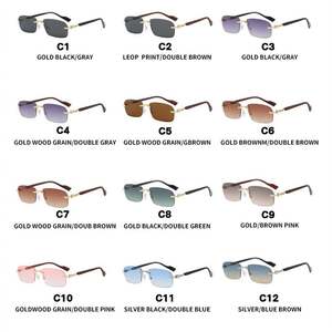 Lunettes de soleil rectangulaires sans monture vintage 2025 avec logo personnalisé, verres UV400, lunettes de soleil carrées sans monture pour femmes - Product Image 6