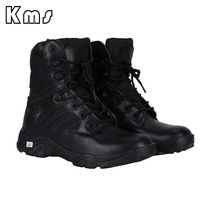 KMS vente en gros fabrication professionnelle imperméable noir anti-dérapant extérieur chaussures pour hommes formation tactique bottes de combat