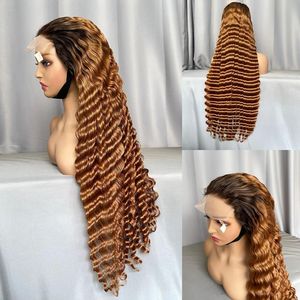 Perruque de cheveux humains ondulés brun roux auburn, avec dentelle HD 13x6, sans colle, pré-épilée - Product Image 3