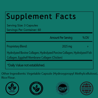 OEM/ODM Vente à Chaud Multi Collagène 180, 2025mg Capsules Protéinées avec Type I, II, III, V, X Collagène, Soutien Immunitaire, Cheveux, Articulation