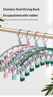 Cedar space En gros, Séchoir à linge à 10 pinces en acier inoxydable courbé, avec serrage robuste, gain de place et conception antidérapante