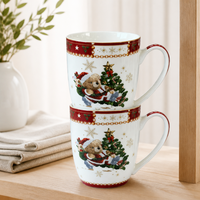 Mug en céramique à motif d'ours de Noël, logo personnalisé, fabrication directe, certifié CE, tasse cadeau de Noël, porcelaine, vente en gros festive
