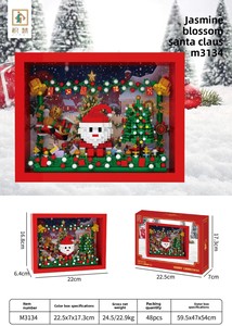 Cadre de construction en blocs ABS avec lumière LED 3D Père Noël de Noël |   Jouet DIY pour enfants de 6 ans et plus |   Décoration intérieure et jeux éducatifs - Product Image 2