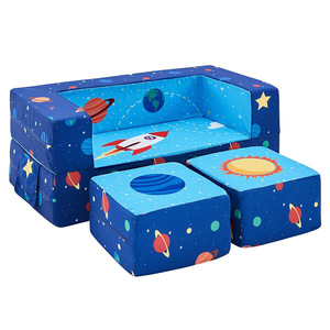 Canapé pliable pour enfants, thème spatial bleu, siège de jeu pour tout-petits et enfants de 3 ans et plus - Product Image 5