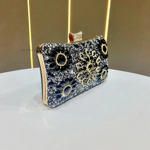 New <b>Cross</b>-border Ladies Diamond-encrusted Floral Pattern Evening Clutch Bag <b>With</b> <b>Chain</b> Strap for Women Tanjing - Product Image 2