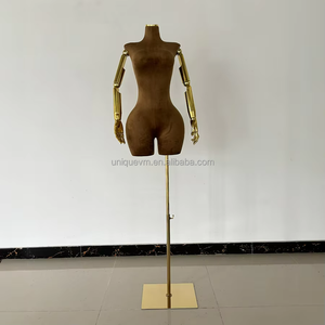 Grande <span class=keywords><strong>taille</strong></span> torse féminin Mannequin EURO USA 3/4 corps grande hanche velours enveloppé grosses femmes buste factice support pour affichage de vêtements - Product Image 2