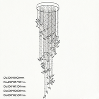 Lustre long moderne de luxe en cristal papillon, suspension en verre K9 pour escalier et villa à plafond haut