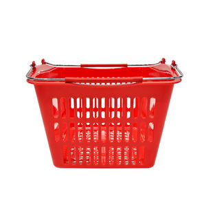High Capacity Comfortable Handle Customized Logo <b>Stackable</b> Design Plastic Metal Shopping <b>Basket</b> - Product Image 4