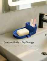 Support à Savon en Silicone à Séchage Rapide avec Compartiment de Rangement, Antidérapant, pour Évier de Salle de Bain et Cuisine