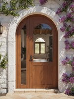 Puerta de Entrada a Medida Estilo Francés Dashan, Retro, de Madera Maciza, Aislante Acústico, Abatible, Plana, Circular, en Forma de Arco, 1 Año de Garantía