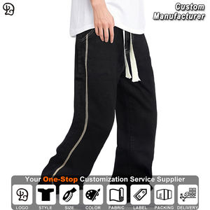 Jeans baggy vintage personnalisés pour <span class=keywords><strong>homme</strong></span>, coupe ample, denim hip-hop, pantalon décontracté streetwear, pantalon large avec bande latérale - Product Image 2