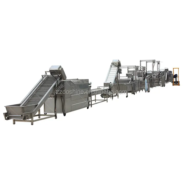 Automatic Frozen French Fries Processing Production Line Fried Potato Chips Making Plant Banana Plantain Chips Frying Line