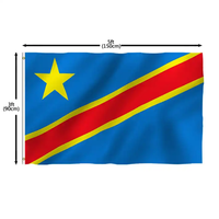 Drapeaux de publicité extérieure Drapeau en polyester de haute qualité personnalisé 3*5 FT les drapeaux nationaux de la République démocratique du Congo
