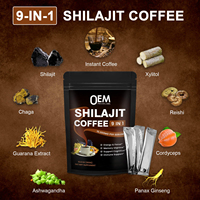 OEM 9 in 1 Shilajit Coffee Power with Instant Coffee Chaga Guarana Extract Ashwagandha Panax Ginseng Supplement Support Energy