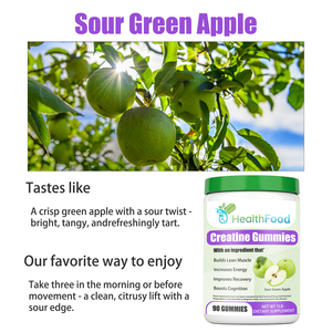 Green Apple Flavor Creatine Pre Workout Gummies Chewy Sugar Free Chewables Monohydrate Pre workout Energy Boosting - Product Image 5