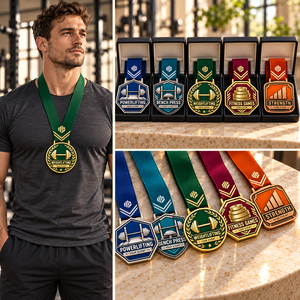 Sports Competition Medals Custom Weightlifting Powerlifting <b>Bench</b> Press and Fitness Awards with Ribbon OEM ODM medal manufacture - Product Image 3
